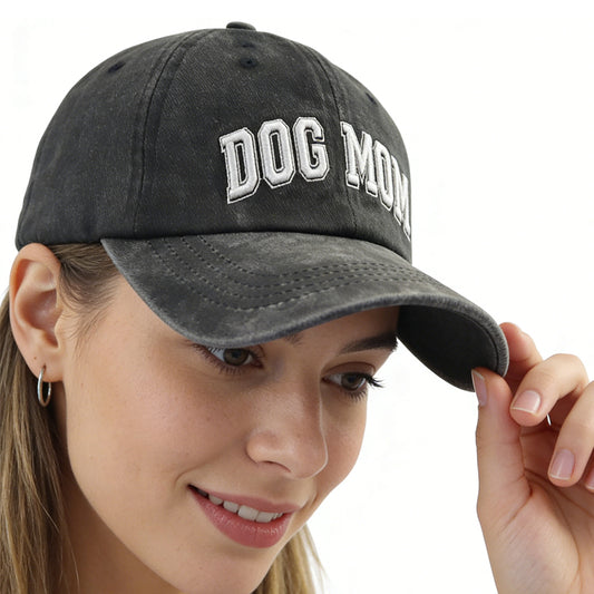 Dog Lover Baseball Cap Dog Mom Hats For Women, Adjustable Embroidered Wash Cotton Baseball Cap