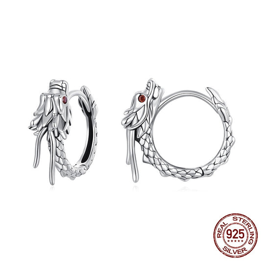 S925 Sterling Silver Oxidized Ornament Women's Delicate Earrings