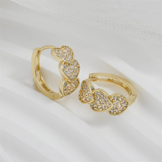 High-end Classic Earrings With A Double-row Full Diamond Design