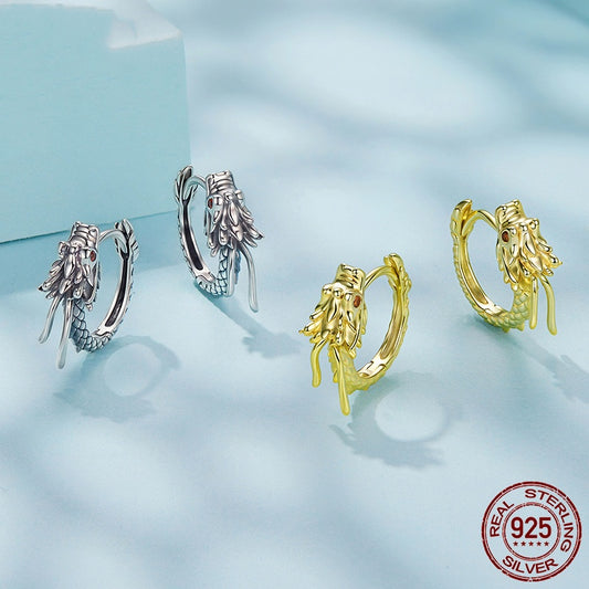 S925 Sterling Silver Oxidized Ornament Women's Delicate Earrings